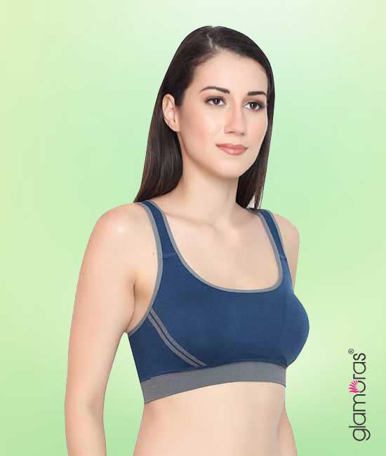 Padded Non Wired Full Coverage Medium Impact Cross Back Sports Bra, Free  Size