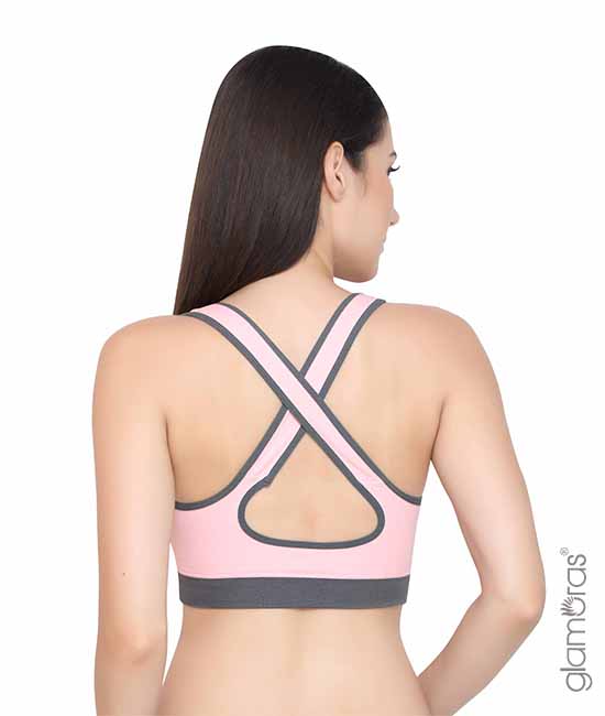 Glamoras Women's Nylon Spandex Padded Non-Wired Full Coverage Quick Dry  Cross Back Sports Bra with Removable Soft Cups for Gym, Yoga, Running, and  Fitness Free Size, Peach – Glamoras World